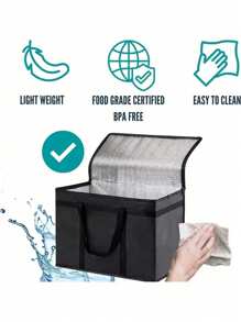 保温购物袋大容量保温袋，可重复使用的购物手提袋，柔软冷藏袋，冷热外卖或送餐袋，轻便，坚固的拉链，可折叠，直立，便携式夏季旅行假期学校用品户外露营装备露营装备午餐袋女士午餐盒袋女士