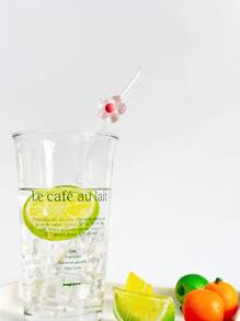 1pc Colorful Small Flower Glass Straw, Transparent, Reusable, Perfect For Milkshakes, Fruit Juice, Cocktails, Cold Drinks, Parties, Bent Head School Supplies,Christmas Gift - Small Flower Straw Series - View 4