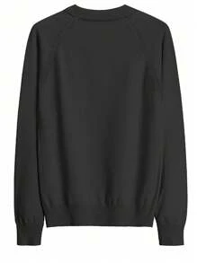 男式马球领插肩袖针织毛衣 - 黑色 - 查看 3