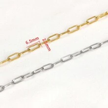 Cadena Rolo de acero inoxidable de 1 metro por paquete, cadena de joyería de oro/plata con varios tamaños de eslabones largos para suministros al por mayor de fabricación de joyas y collares DIY, 0.25x0.65cm / 0.4x1.2cm / 0.35x1.15cm