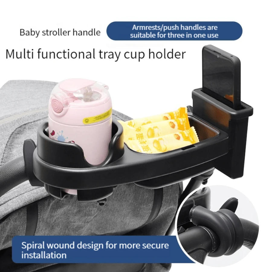 1pc Baby Stroller Food Tray, Cup Holder, Accessory For Children Pram - Black - View 1