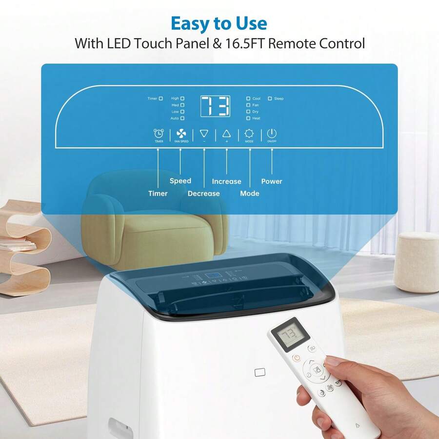 IDEALHOUSE 14000 BTU Inverter Portable Air Conditioner, Dual Hose Floor