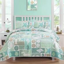 3 Pieces Blue Floral Quilt Set, One Set Included 1 Bedspread With 2 Pillowcases, Twin Full Queen King Size Botancal Leaves Bedding Sets Soft Grayish Blue Gradient Lightweight Microfiber Coverlet Set For All Season, Home Bedroom Decro,Christmas Day Gifts Home Decor Room Decor Bedroom Decor Bed Comforter Set Mothers Day Gift Wedding Decorations - Blue - View 19