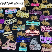 Customized Acrylic Name Pendant Necklace, Cute Colorful  Chain For Women And Girls - Gold - View 1