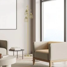 70英寸可调光落地灯，工业风落地灯，适用于客厅，金色树形灯罩，高挑造型，配有3个优雅水滴形灯罩和800流明LED灯泡，适用于客厅、卧室、办公室、餐厅。 - 金色 - 查看 9