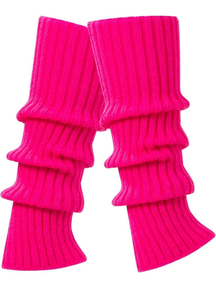 Leg Warmers For Women, Cute Knit Leg Warmer Leg Warmers For Dance, Cozy - Hot Pink - View 1