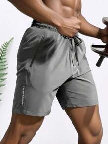 3 piezas de pantalones cortos de estilo novio para hombres con bolsillo con cremallera, de secado rápido, casuales con un toque de elasticidad y cordón, respirables, para verano y actividades al aire libre