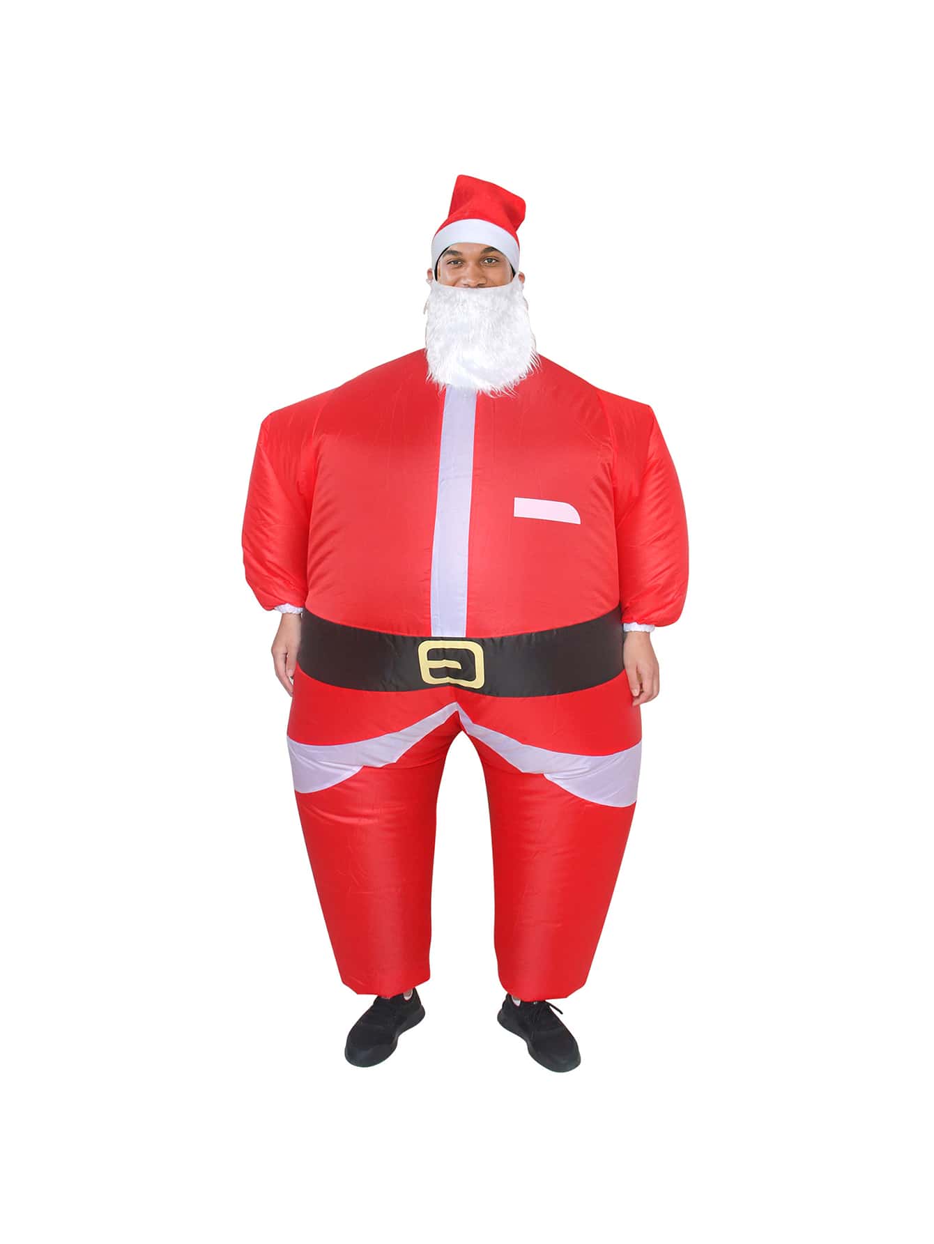 1 Complete Set Inflatable Santa Claus Costume (With Fan And Inflatable Suit) Halloween/Christmas Party Stage Performance Costume Prop (Batteries Not Included) - Red - View 1
