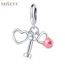 MISEFF MISEFF 1 Pc S925 Sterling Silver Charm Sports Dumbbell Kettle Bell Heart Pendant For Original Bracelet Necklace DIY Jewelry Making Fit For Girls Women Gifts Valentines