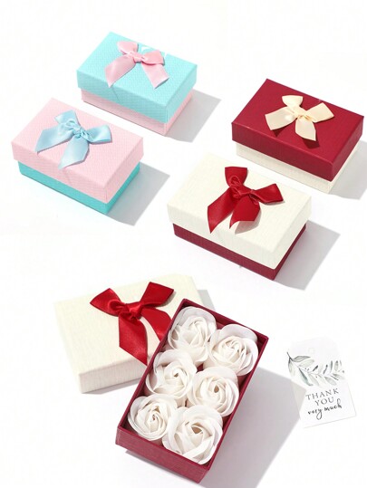 6pcs Rose Flowers Gift Box With Card Floral Scented Rose Soap Petals Body Soap In Flower Box, Bath Soap For Women Plant Essential Oil Flower Soap Set For Birthday Valentine's Day Thanksgiving Day , Back To School Valentine Day