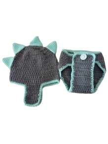 婴儿卡通狮子/恐龙造型新生儿摄影服装，婴儿针织拍照道具，婴儿洗礼家庭装饰礼物，婴儿洗礼复活节礼物，适合女孩/男孩的物品 - 彩色 - 查看 11