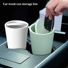 汽車垃圾桶，翻蓋汽車收納箱圓形容器垃圾桶紙巾盒迷你收納盒可選淺藍1入/淺綠1入/白色1入 - 彩色 - 查看 1