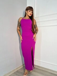 Women Long Dresses - 玫瑰紅 - View 3