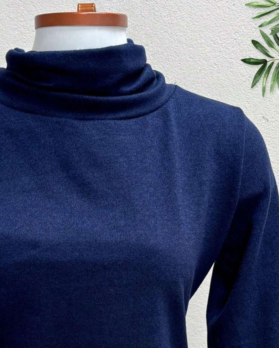 Women Knit Tops - 藏蓝色 - 查看 1