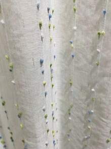 1 pieza de cortina de gasa tipo varilla con jacquard de puntos azules y verdes, para habitaciones infantiles, habitaciones de princesas, sala de estar, dormitorio, balcón, ventana de bahía, partición. No incluye varilla romana o riel.
