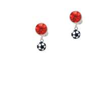 Delight Jewelry Resin Soccer Ball Crystal Clip On Earrings - tinh thể màu đỏ - Xem 1