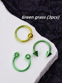 3入組Y2K風格彩色鼻環馬蹄鼻鉤耳環16g不鏽鋼鼻環唇環鉸鏈鼻環穿刺飾品，鼻環按鈕，鼻環環狀彎曲穿刺飾品，適用於鼻環、軟骨環、耳垂、耳弓、耳環。女士、男士萬聖節穿刺身體飾品，適用於派對、約會、日常穿著 - 彩色 - 查看 13