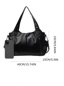 Borsa a spalla da donna di grandi dimensioni, tinta unita, borsa da donna di , di grande capacità, borsa a mano, borsa a tracolla personalizzata, adatta per uso quotidiano e università, adatta per uscire, fare shopping, regali, viaggi, pendolarismo, borse a tracolla per signore