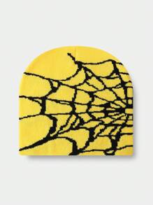 1pc Y2K Street Style Spider Web Knit Beanie Hat For Kids, Graphic Design, Suitable For Outdoor Activities In Autumn And Winter For Warmth