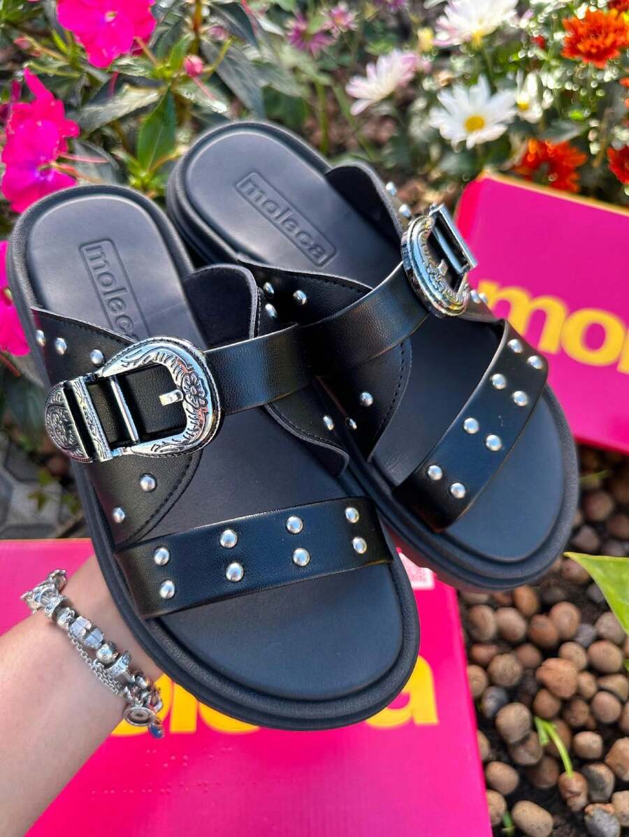 Women Flat Sandals - Khóa đen - Xem 1