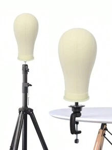 22 Inch Wig Head For Wig, Canvas Mannequin Head With Mount Hole, Manikin Head For Wig Making, Styling And Display, Head Contour More Realistic With Holder - Beige - View 2