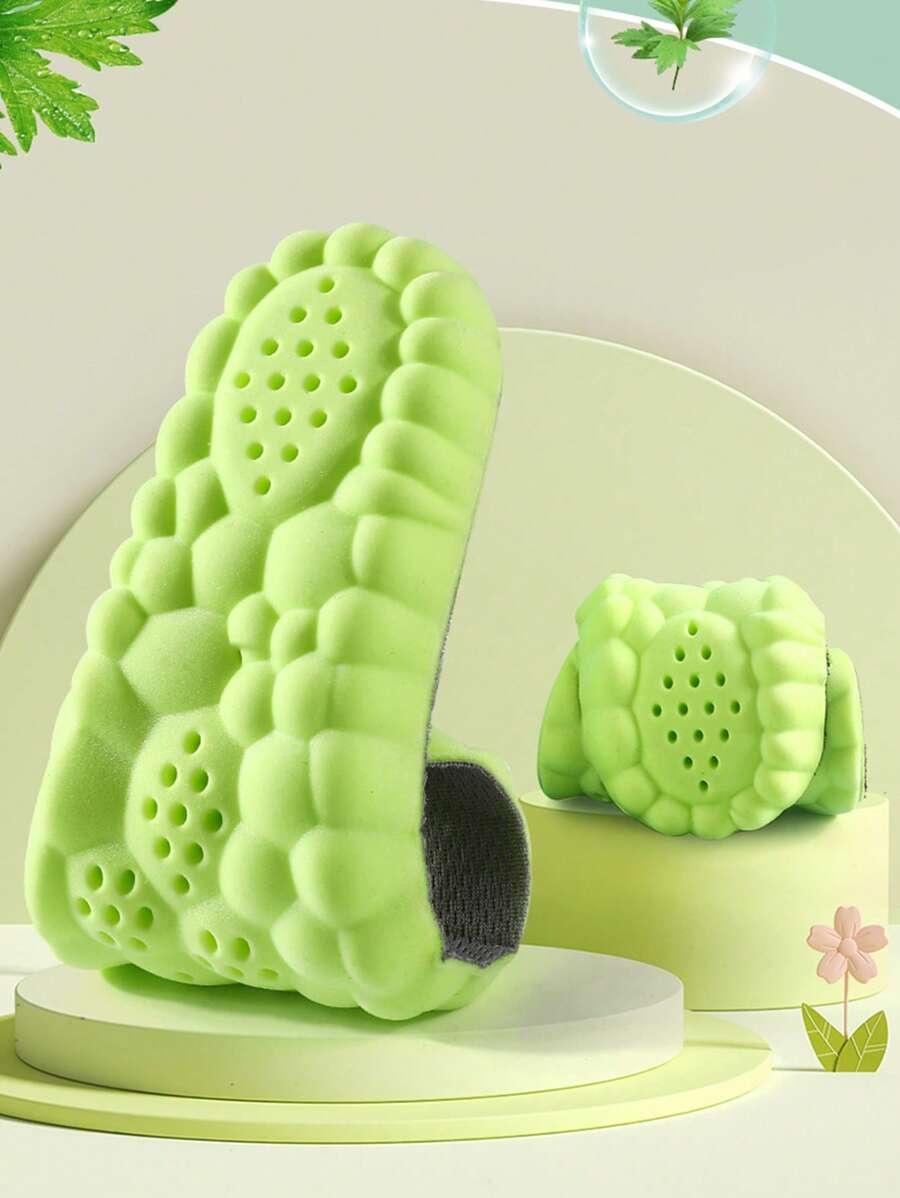 1pair Kids' Breathable, Sweat-Absorbing, Elastic And Shock-Absorbing Replacement Insoles For Sports Shoes - Grey - View 1