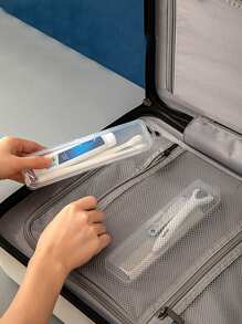 1 Piece, Travel Toothbrush Storage Box, Transparent Portable Electric Toothbrush, Breathable Children's Toothpaste Box, Dental Box, Bathroom Accessories, Travel Essentials, School Supplies, Student Dormitory Toothbrush Storage Box - Transparent - View 4