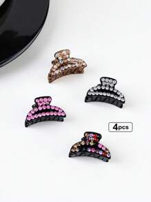 4pcs Ladies' Rhinestone Hair Claw Clips, Simple Rhinestone Hair Clips, Hair Accessories - Multicolor - View 16