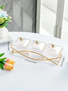 1 Stück Mehrzweck Snack-Servier-Set - Plastik Quadratischer Trockenobst & Nuss Teller mit Eisenständer für Zuhause, Wohnzimmer und Couchtisch, Weihnachtsgeschenk