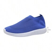 Women's Fashionable Solid Color Slip-On Breathable Running Shoes - Blue - View 5