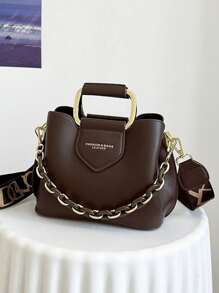 Bolso cruzado mini de moda para mujer, bolso de hombro con correa ancha y tendencia, elegante bolso de estilo cubo con sensación de calidad, incluye monedero