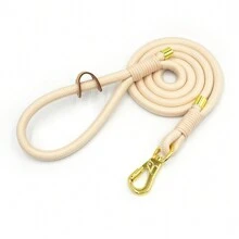Pet Fashionable Personalized Gold Color Zinc Alloy Clasp Heavy Duty Handmade Nylon Leash For Dogs, Polyester Rope Durable Strong Dog Lead, Suitable For Large & Medium Pets, Collar And Training Accessories