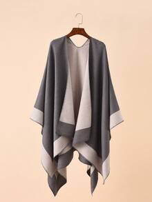 1pc Ladies' Multi-Color Reversible Shawl, Thermal Winter Wrap For Travel And Shopping - Multicolor - View 12