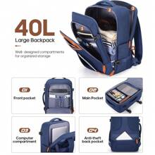 Bruno Cavalli Luggage 3 Piece Sets Carry On Luggage,20 Inch Suitcase With TSA Lock Spinner Wheels,PC Hardshell Travel Luggage Set With Travel Backpack - 藍色 - 查看 4