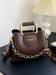 Bolso cruzado mini de moda para mujer, bolso de hombro con correa ancha y tendencia, elegante bolso de estilo cubo con sensación de calidad, incluye monedero
