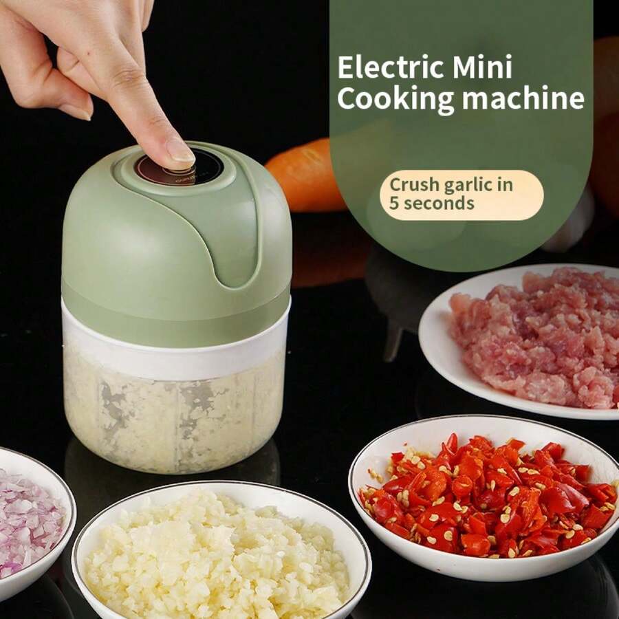 電動大蒜泥器，大蒜搗壓器，輔助食品處理器，無線小型大蒜泥製造機，大蒜去皮工具