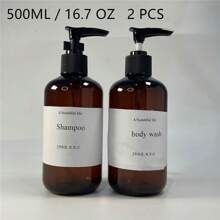 2 chai phòng tắm rỗng 8,7oz/250ml đựng dầu gội và sữa tắm, kem dưỡng da, bộ tách kem với chai dầu gội có thể đổ lại 16,7oz, chai dầu xả 500ml có bơm, bộ phân phối sữa tắm & dầu gội và một chai dầu gội rỗng - màu nâu - Xem 8