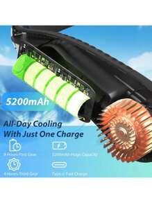 1pc Portable Hanging Neck Fan, 5200mAh Neck Fan Rechargeable With 3 Wind Speed,USB Rechargeable Personal Neck Fan, For Cooling Fan For Travel, Outdoor, Indoor, Black