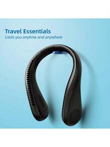 1pc Portable Hanging Neck Fan, 5200mAh Neck Fan Rechargeable With 3 Wind Speed,USB Rechargeable Personal Neck Fan, For Cooling Fan For Travel, Outdoor, Indoor, Black