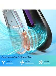 1pc Portable Hanging Neck Fan, 5200mAh Neck Fan Rechargeable With 3 Wind Speed,USB Rechargeable Personal Neck Fan, For Cooling Fan For Travel, Outdoor, Indoor, Black