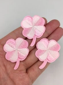 3 Stücke Besticktes Patch Set für Damen mit Klee, grün, rot, pink, gelb, lila und hellblau Blumen Muster, Applikation zum Aufbügeln auf Kleidung, Hosen, Daunenjacken, T-Shirts, DIY Dekoration, Bekleidungszubehör und Besätze - Pink - Übersicht 1