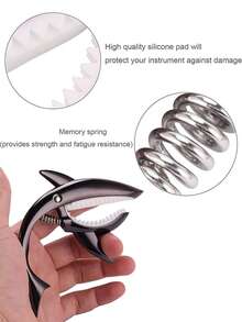 7 Pcs Guitar Capo Shark Capo For Acoustic And Electric Guitar With Good Hand Feeling, No Fret Buzz And Durable(Black) - Gun Color Shark + Pick - View 7