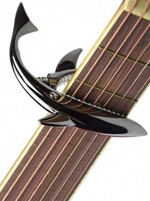 7 Pcs Guitar Capo Shark Capo For Acoustic And Electric Guitar With Good Hand Feeling, No Fret Buzz And Durable(Black) - Gun Color Shark + Pick - View 4