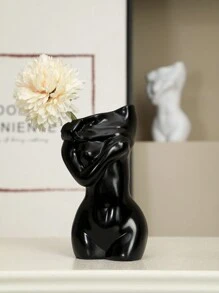 1pc Figure Design Flower Vase, A Human Art Girl Vase, Desktop Decorative Ornament, Suitable For Gift Giving,Home Decor,Flower Vase,Centerpiece,Table Decor Christmas Decorations Room Decor Christmas - Black - View 4