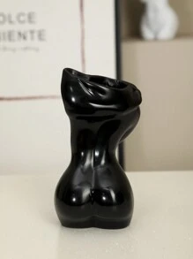 1pc Figure Design Flower Vase, A Human Art Girl Vase, Desktop Decorative Ornament, Suitable For Gift Giving,Home Decor,Flower Vase,Centerpiece,Table Decor Christmas Decorations Room Decor Christmas - Black - View 5