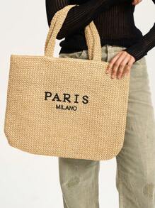 Fashion Large Capacity Straw Tote Bag Designer Letters Women Handbags Handamde Woven Summer Beach Bag Casual Bali Big Purse 2024