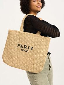 Fashion Large Capacity Straw Tote Bag Designer Letters Women Handbags Handamde Woven Summer Beach Bag Casual Bali Big Purse 2024