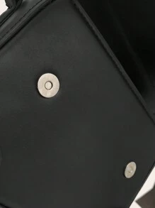 peach tree 1 件可调节肩带翻盖闭合纯色单肩包，休闲复古商务通勤防水 PU 迷你邮差斜挎包圣诞男士包度假爸爸礼物复古包包斜挎包春季复古包学校用品迷你包小包钱包大学包新生活用品学生男士必需品时尚男士包毕业男士小包男士身体包 - 黑色 - 查看 9