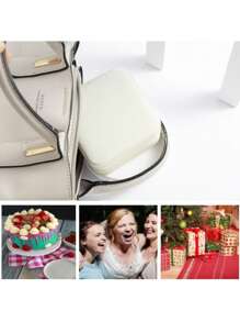 1pc Fashionable Portable Travel Jewelry Box, Exquisite Synthetic Leather High Water Resistance Surface, Mirror Jewelry Case, Suitable For Daily Jewelry Storage Or Traveling With Accessories, Gift For Women And Girls