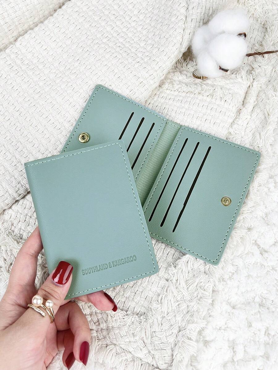 SOUTHLAND&KANGAROO 钱包口袋钱夹时尚男士超薄轻便便携式现金钱证件卡硬币袋生日礼物周年纪念礼物女生少女青少年大学生中学生男士高品质皮革卡夹卡夹钱包名片夹信用卡夹卡片夹女士女士迷你钱包卡片钱包 - 藍色 - 查看 1